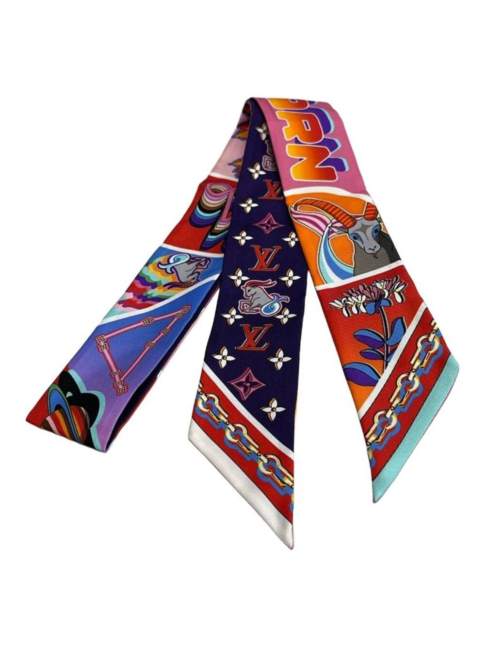 Louis Vuitton Scarf Purple Pink Multi Ribbon